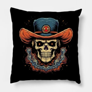 Cowboy Magic Voodoo Witch Doctor Skull Pillow