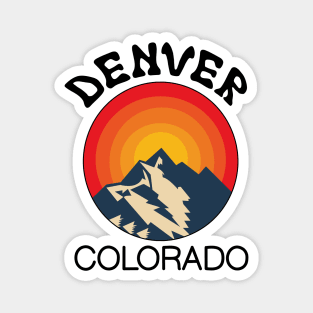 Denver, Colorado, Colorado Lifestyle, Skiing, Snowboarding, Denver Mountains, Retro Mountain Denver Magnet