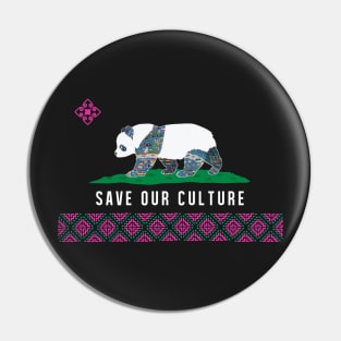 Save Our Culture (Hmoob Panda)- Dark Colored Tee Pin