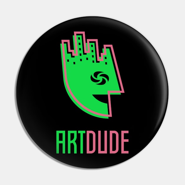 YourArtDude Logo In Lime And Red Pin by yourartdude