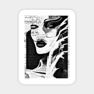 Lady in black and white Magnet