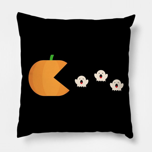 pumpkin eating ghosts Pillow by okarosa