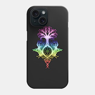 Ygdrassil with Huginn & Muninn [Rainbow] Phone Case