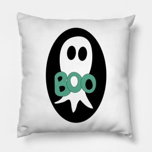 Cute Halloween ghost cartoon with BOO text Pillow