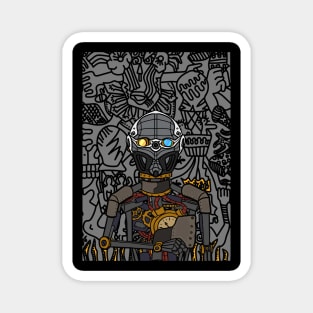 Embrace the Shadows: NFT Character - RobotMask Doodle - The Dark One Edition on TeePublic Magnet