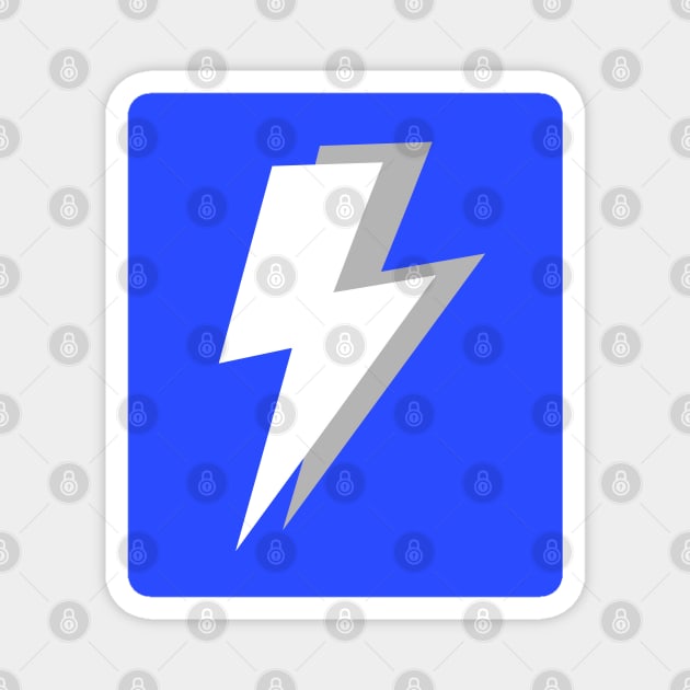 White and Grey Lightning on a Bright Blue Background Magnet by OneThreeSix