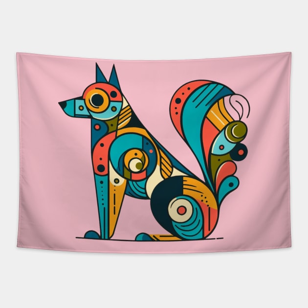 colorful dog Tapestry by EKLZR