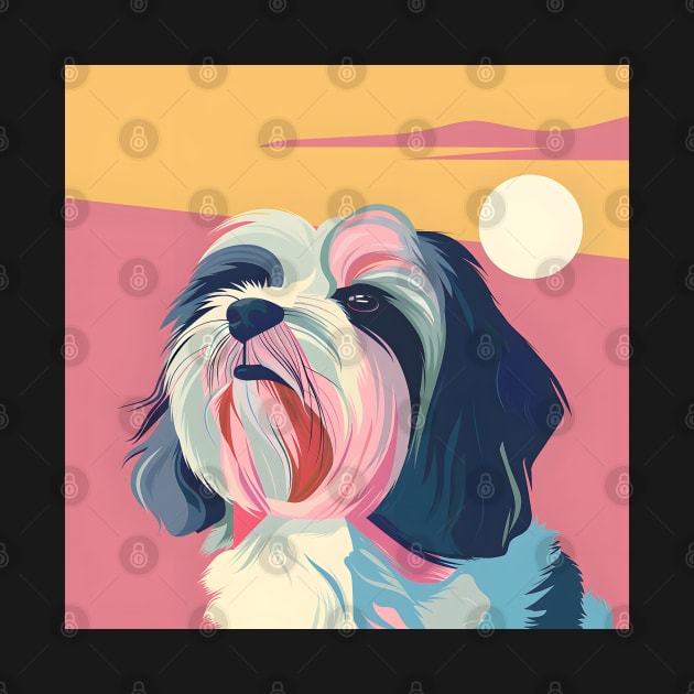 Retro Bearded Collie: Pastel Pup Revival by NatashaCuteShop