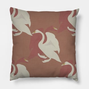 Swans in Vintage Neutral Shades Pillow