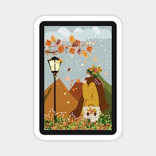 Fall is here, wrap up! Thanksgiving season art print Magnet