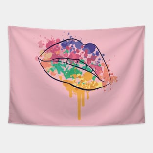 Mouth With Watercolor Stains Tapestry