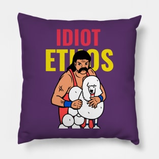 Idiot Ethos Mullet Mustache Wrestler Dark Humor Pillow