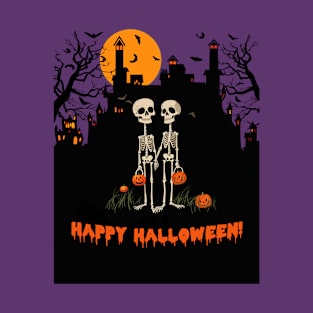 Happy Halloween Skeleton Couple T-Shirt