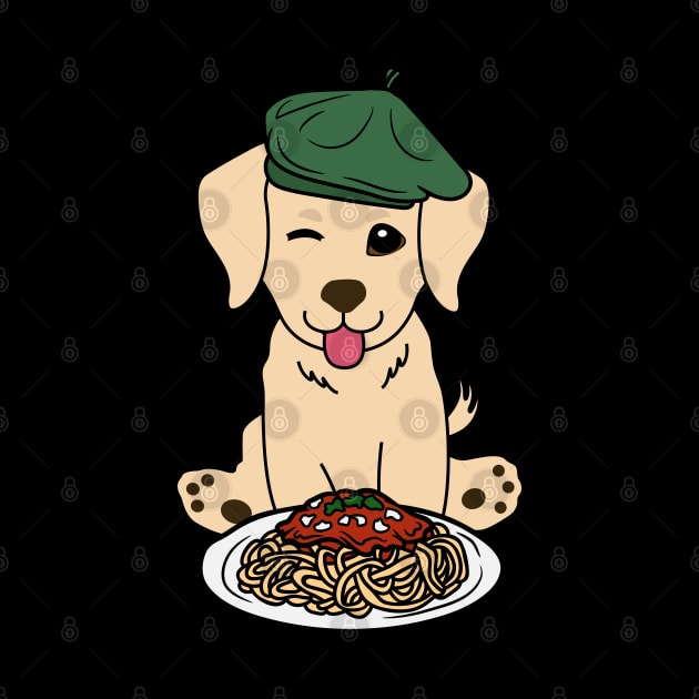 Dog eating Spaghetti - Golden Retriever by Pet Station
