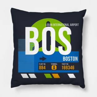 Boston (BOS) Airport // Retro Sunset Baggage Tag Pillow