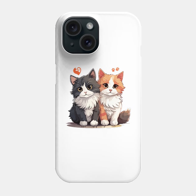 cat cartoon cute funny cats pet Phone Case by creativitythings 