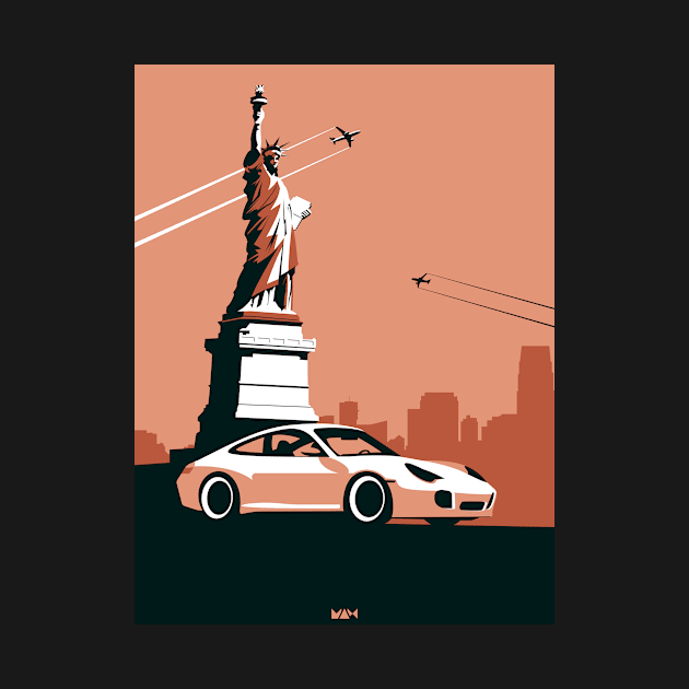 911 996 in New York (Red Dusk) by Atelier de l'Automobile