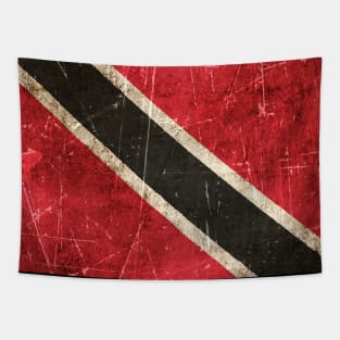 Vintage Aged and Scratched Trinidadian Flag Tapestry