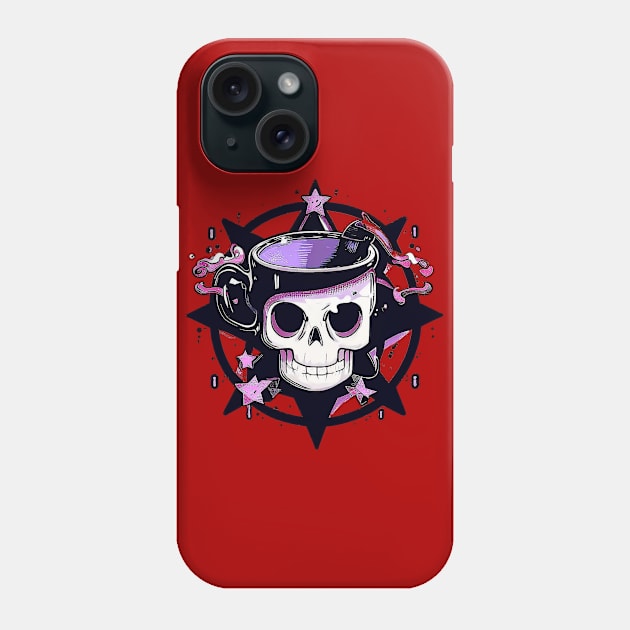 black coffee magic skull Phone Case by TomFrontierArt