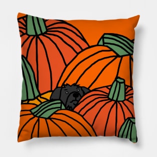 Pumpkin Patch with Cute Dog Ready for Halloween Pillow