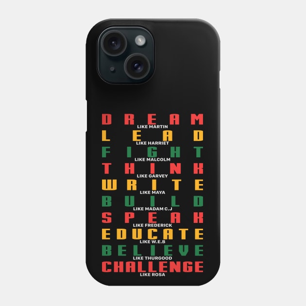 Black History, Dream Like Martin, Fight like Malcolm, Black Lives matter Phone Case by UrbanLifeApparel