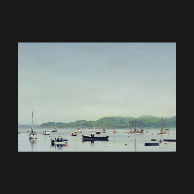 Argyll Coastline With Boats by BethsdaleArt