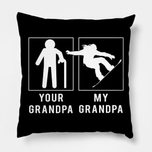 Get Slope-Ready with 'Snowboarding Your Grandpa, My Grandpa' Tee - Perfect for Grandsons & Granddaughters! Pillow