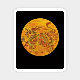 Chinese Yellow Dragon, pen & ink, acrylic painting Magnet