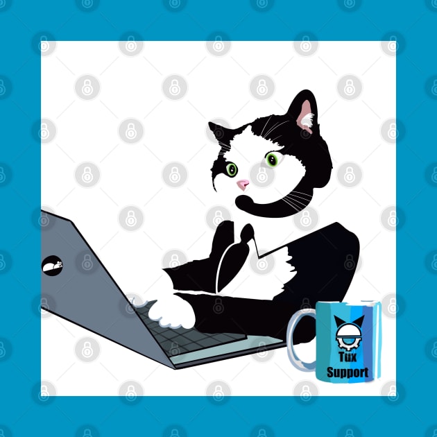 Tuxedo  cat on laptop computer by TAP4242