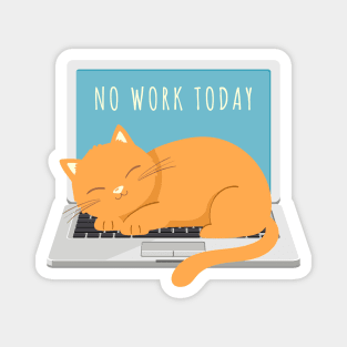 No Work Today - Sleeping Cat on a Laptop Magnet