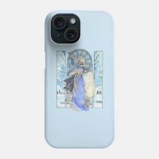 Lady Snowflake Art Nouveau Winter Goddess with Poinsettia and Stained Glass  Spirits of Winter Series Phone Case