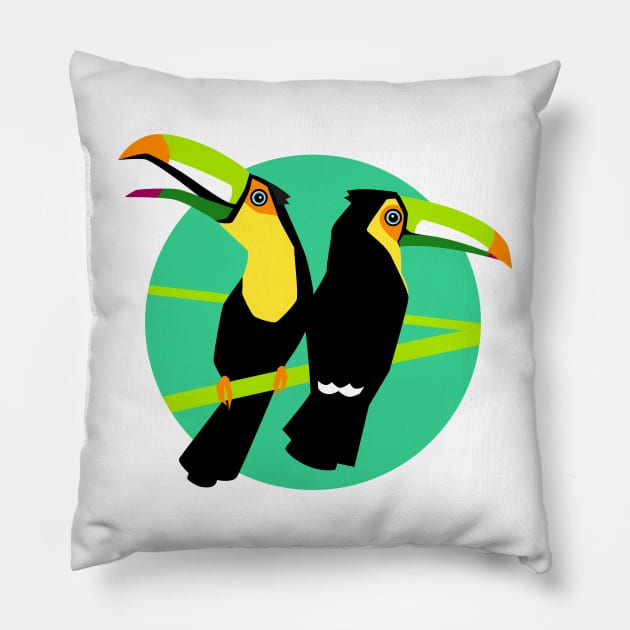 Birds - Tropical toucans Pillow by Piakolle