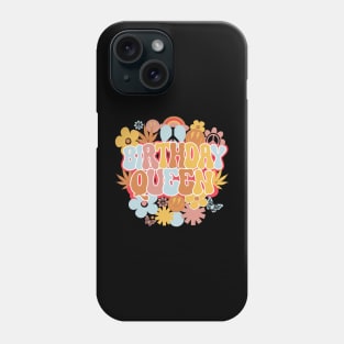 Birthday Queen Retro Groovy Shirt, Hippie Daisy Flower Birthday Girl Phone Case