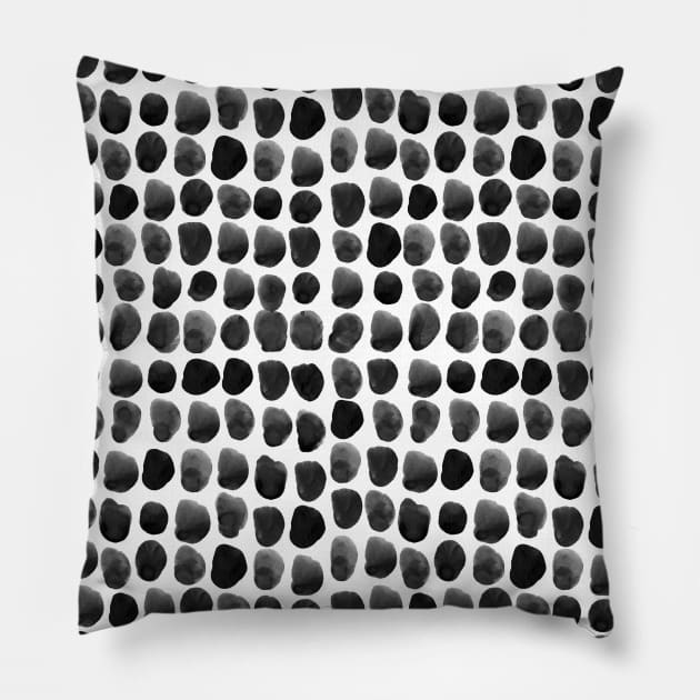 Wild animal print with stains, scales, feathers. Simple black-white watercolor boho background, seamless pattern. Scandinavian style, best for wallpaper, fabric, textile, prints, wrapping paper. Pillow by Olesya Pugach