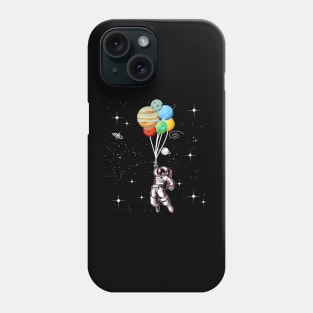 Astronaut holding Planet Balloons Solar System Phone Case