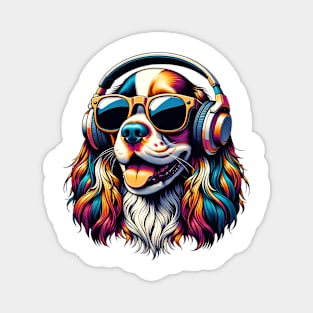 French Spaniel Smiling DJ with Dynamic Tunes Magnet