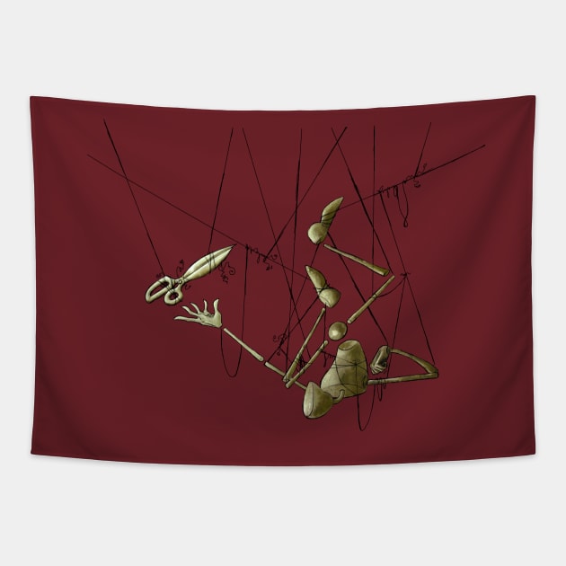 Creepy Puppet Upside Down Tapestry by SuspendedDreams