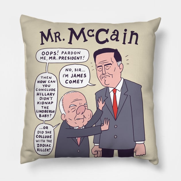 Mr Mccain and Mr Magoo Pillow by jandamuda99