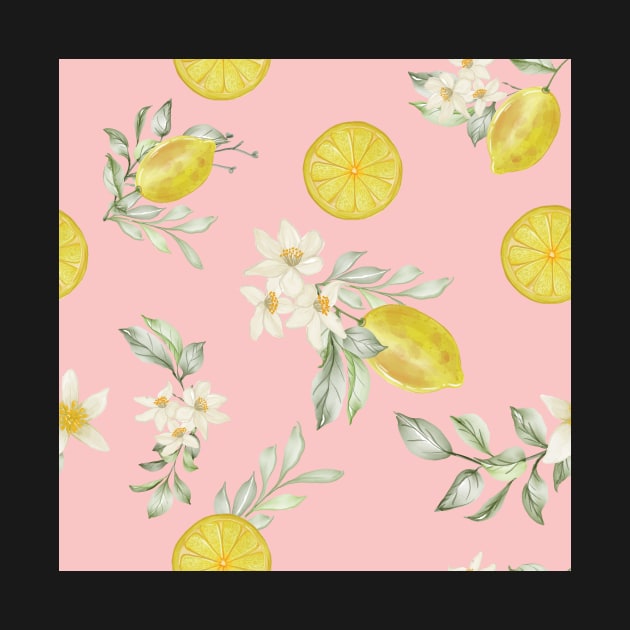 Lemon and Florals in Pink by DiorelleDesigns