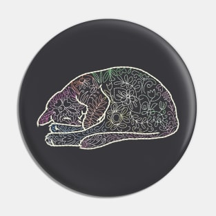 Floral Sleeping Cat Pin