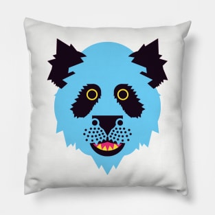 Panda Face Blue Pillow