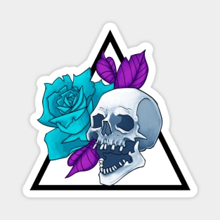 Skull Blue Rose Tattoo Style Magnet