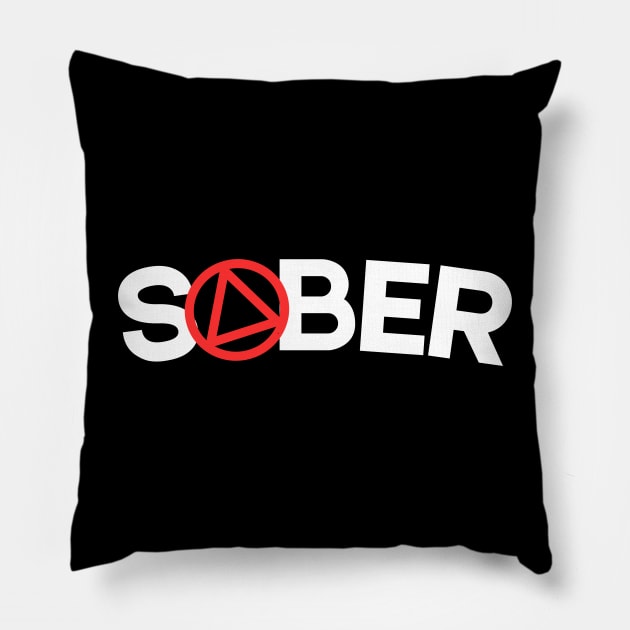 Sober With Red AA Symbol Pillow by SOS@ddicted