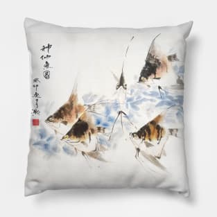 Chinese Art Angel Fish Pillow