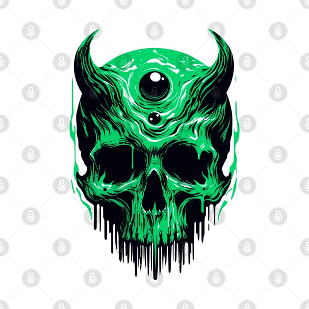 Green skull horror by Evgmerk