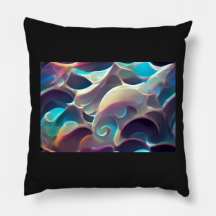 Iridescent Hologram Waves Pillow