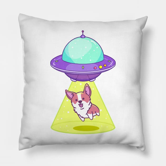 Dog Abduction - Alien Spaceship Pillow by SpellsSell