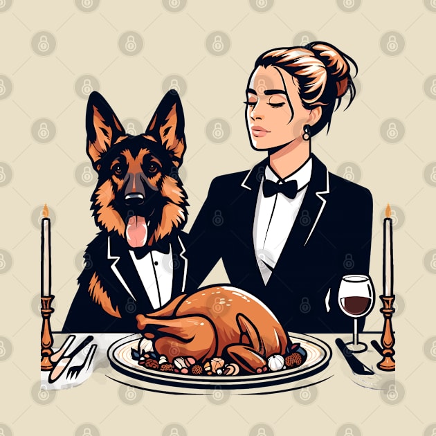 Lady And German Shepherd Thanksgiving by Graceful Designs