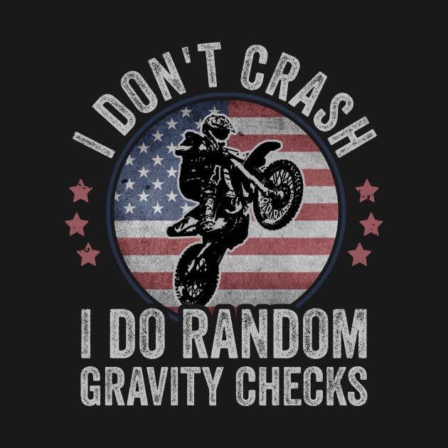 Funny Dirt Biking Dirt Bike Rider Motocross American Flag by Visual Vibes