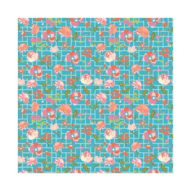 Floral Blue with Geometrics by Farissa